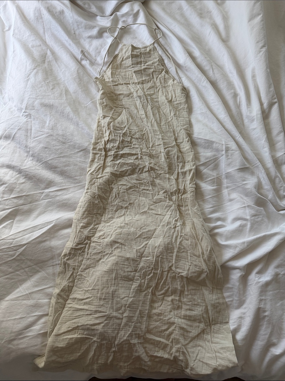 Maurie + Eve Light Cream Halter Maxi Dress